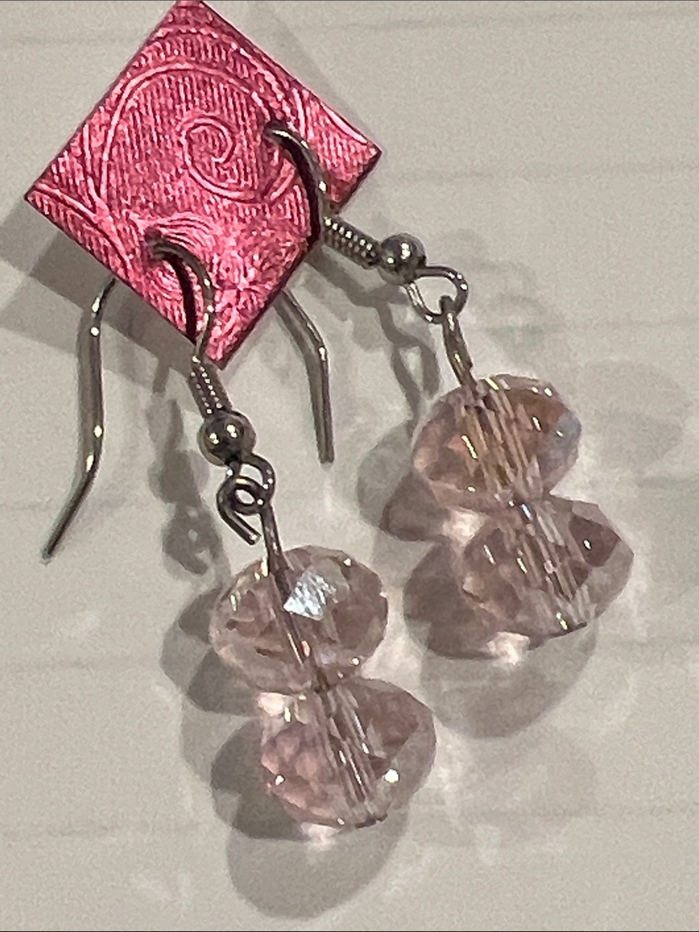 🐿️ any jewelry with squirrel is 5 for $20.Delicate Pink Crystal Drop Earrings